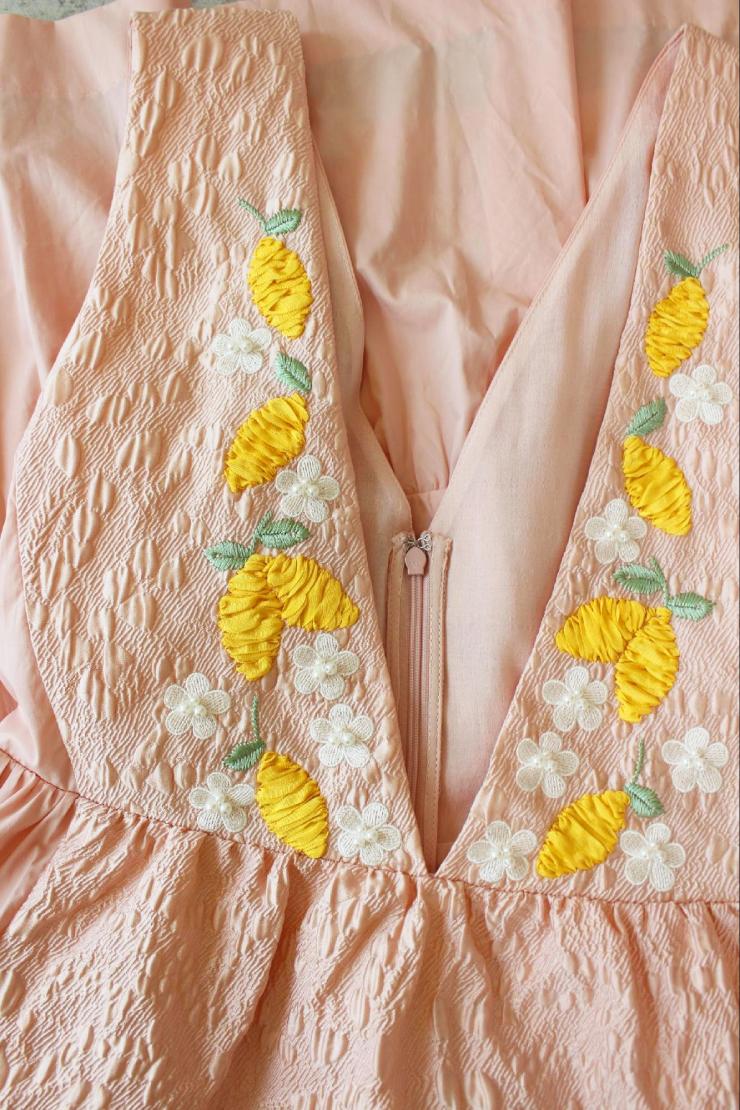 レモン刺繍とお花×パールがなんとも可愛い