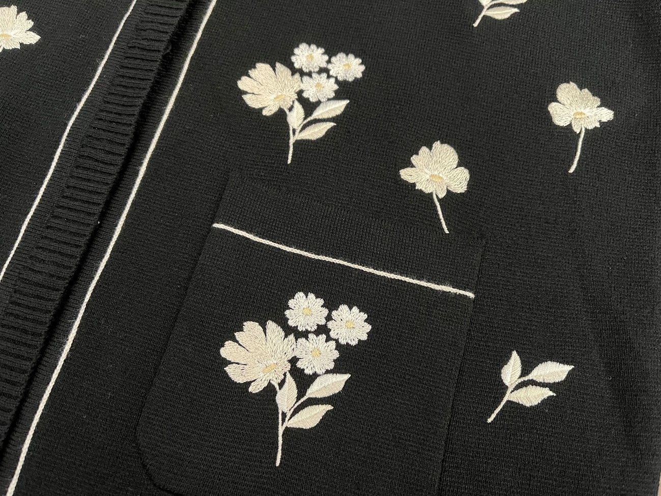 フラワー刺繍ニットアンサンブルワンピースのカラーバリエーションはCharcoal Gray／Blackの2色展開