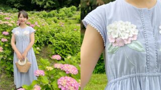 Chesty紫陽花刺繍ワンピース